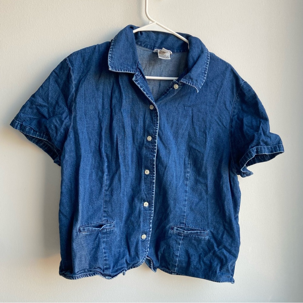 Blue denim vintage button up shirt